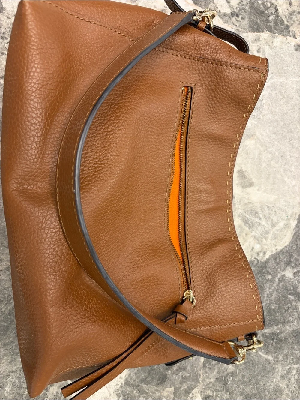 Loxwood Paris Cognac Pebbled Leather Shoulder Bag
